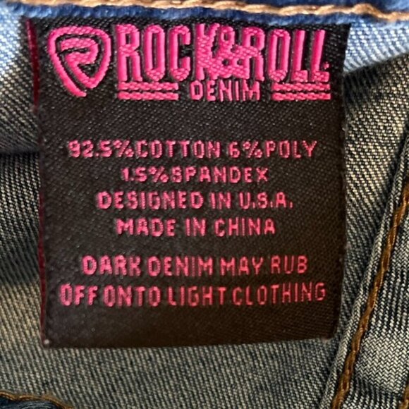 Rock&Roll Denim Cowgirl Bargain Button Bell Bottom Wide Leg Jeans Sz 28+32 - Picture 8 of 9